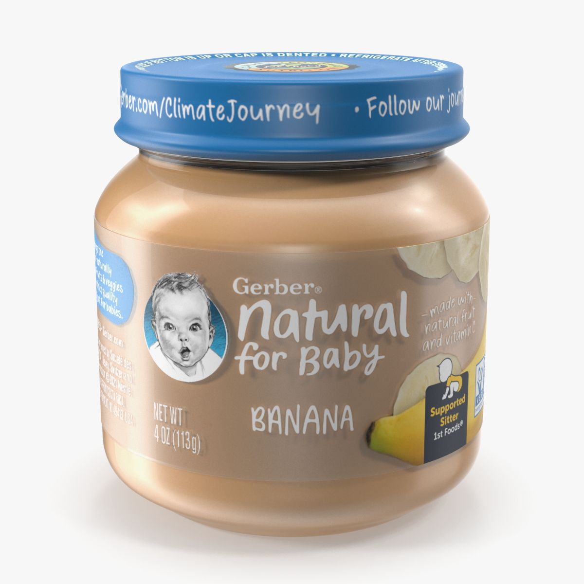 Słoik z jedzeniem dla niemowląt Banana Gerber 113g 3d model